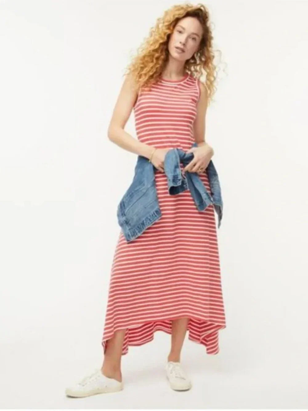 BNWT J. Crew Petite High-Low Maxi Dress in Stripe - Picture 2 of 3